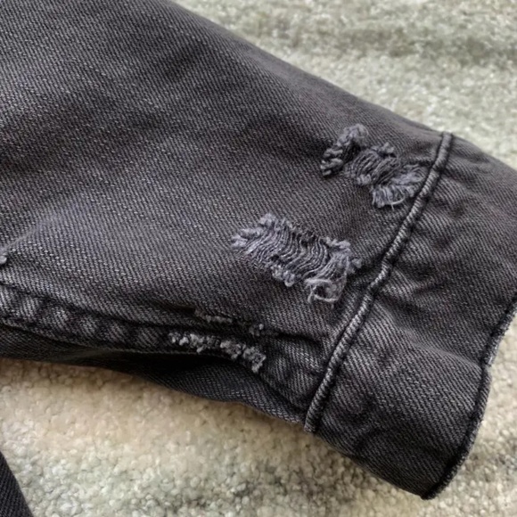 Boho Floral embroidered Distressed denim jean jacket - Picture 13 of 16